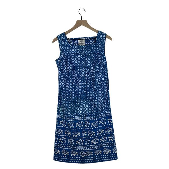 Malia Honolulu Dresses & Skirts - Malia Honolulu Vintage Rare  Blue “Turtles Never Hurry” Print Dress Size S